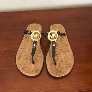 Michael kors black jelly cork sandal flip flops 8